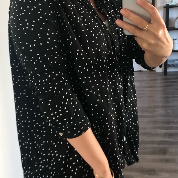 Roxy Black and White Polka Dot Button Up Blouse - Picture 3 of 8